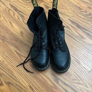 Dr. Martens Black Boots with Yellow Stitching
